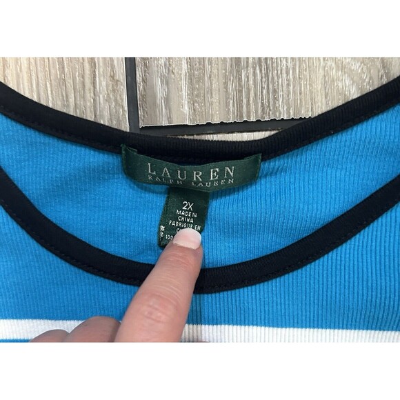 Lauren Ralph Lauren Womens Top 2X Color Block Snap Shoulder Long Sleeve Colorful - Picture 3 of 9